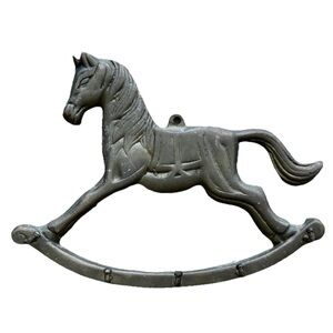 Vintage Brass Rocking Horse Key Holder w/ 5 Hooks Baby/Child's
Room Nursery Keys